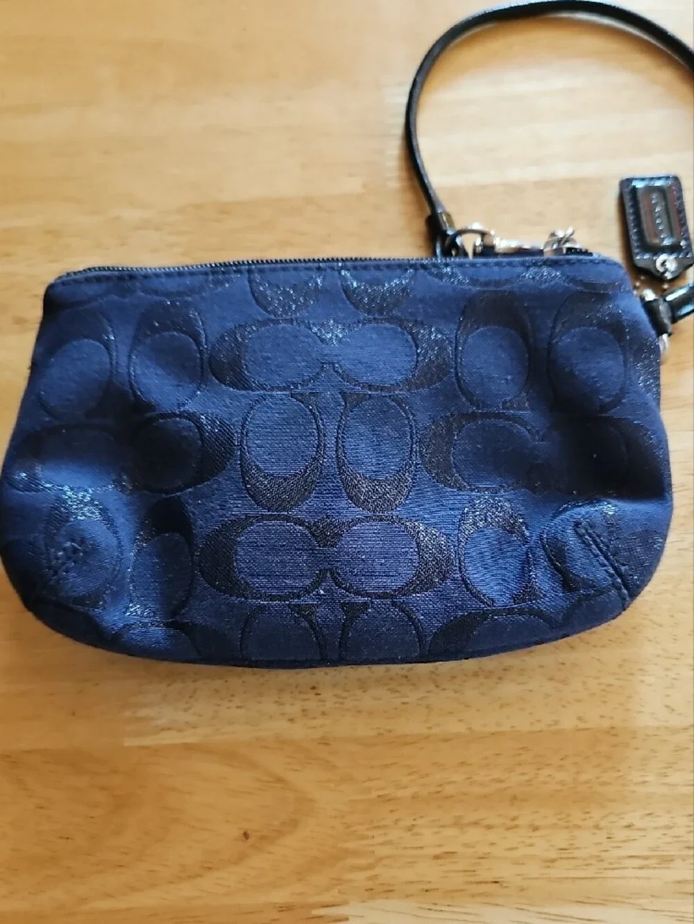 Coach Navy Signature C Legacy  Wristlet with Turnlock